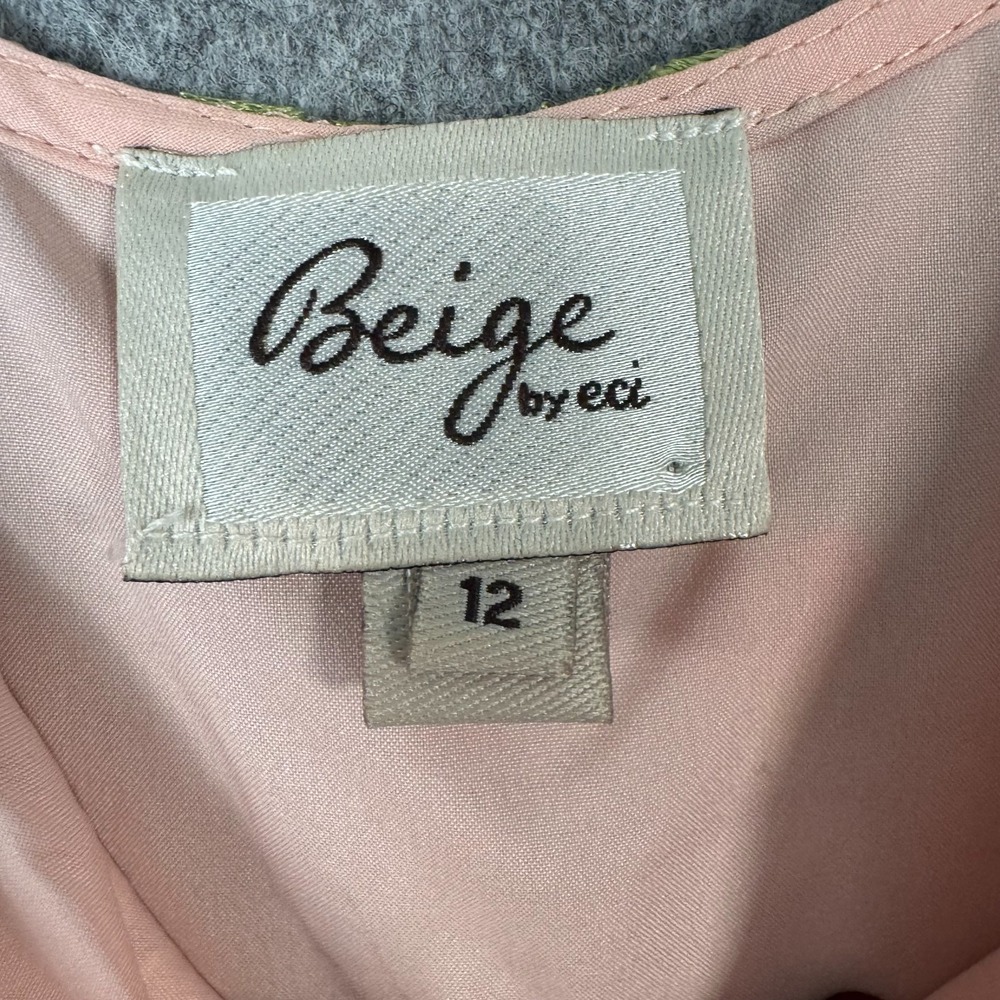 Beige ECI Fairy Floral Embroider Garden Sheer Slip Dress Size‎ 12 Pink Butterfly - Picture 7 of 13